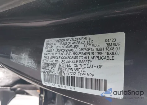 2023 Honda Pilot Awd Lx z USA, uszkodzony, nr VIN 5FNYG1H2XPB027292